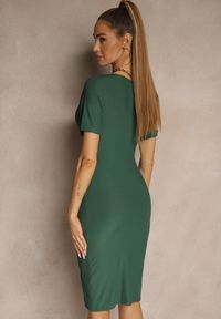 Renee - Zielona Basicowa Sukienka z Bawełną Lumaselle. Okazja: na co dzień. Kolor: zielony. Materiał: bawełna. Styl: klasyczny, casual