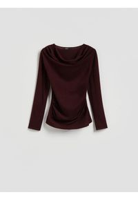 Reserved - Sweter z wełną - mahoniowy. Kolor: brązowy. Materiał: wełna #1