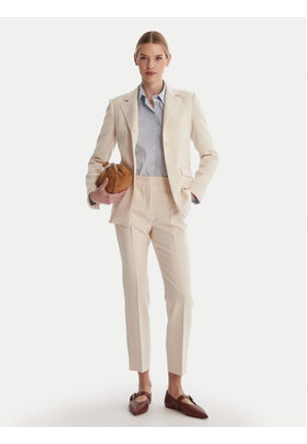 Weekend Max Mara Spodnie materiałowe Rana 2615131021 Écru Slim Fit. Kolor: kremowy. Materiał: syntetyk