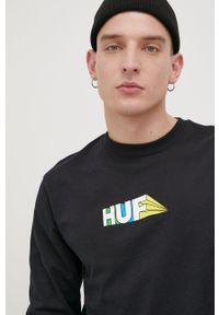 HUF Longsleeve bawełniany kolor czarny z nadrukiem. Okazja: na co dzień. Kolor: czarny. Materiał: bawełna. Długość rękawa: długi rękaw. Wzór: nadruk. Styl: casual #3