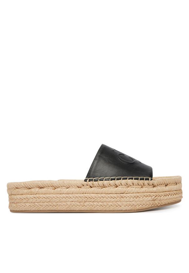 Calvin Klein Espadryle Flatf Espa Mule Lth Mg HW0HW03027 Czarny. Kolor: czarny. Materiał: skóra