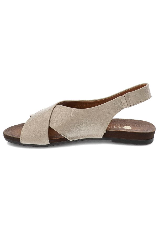 Beżowe Sandały Armodo Wygodne Obuwie Damskie. Kolor: beżowy. Materiał: skóra, len. Wzór: kolorowy. Sezon: lato