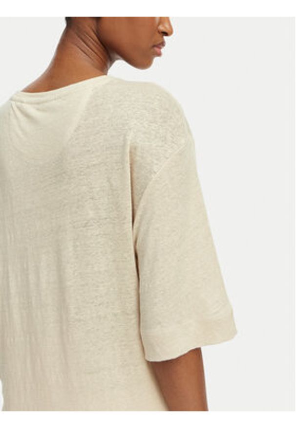 BOSS T-Shirt C_Emma 50556387 Beżowy jasny Regular Fit. Kolor: beżowy. Materiał: len