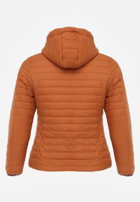 Born2be - Pomarańczowa Dwustronna Kurtka Pikowana z Kapturem Zidila. Okazja: na spacer, na co dzień. Typ kołnierza: kaptur. Kolekcja: plus size. Kolor: pomarańczowy. Materiał: jeans. Wzór: geometria. Styl: casual, sportowy #7
