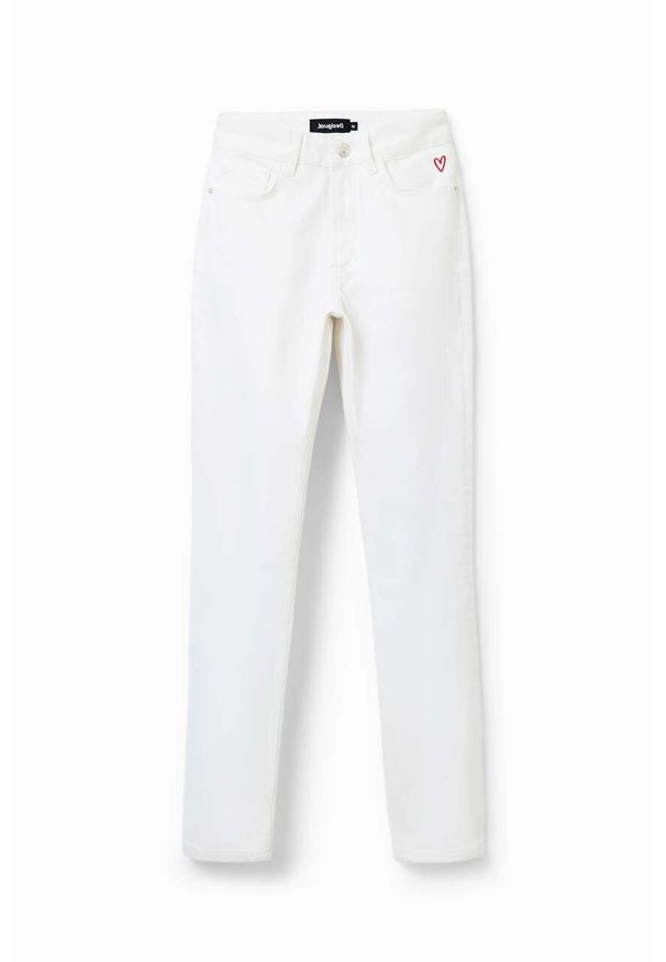 Desigual jeansy damskie high waist. Stan: podwyższony. Kolor: biały