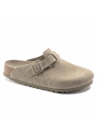 Klapki Birkenstock Boston 1019054 beżowy. Kolor: beżowy. Materiał: skóra, welur, zamsz, materiał