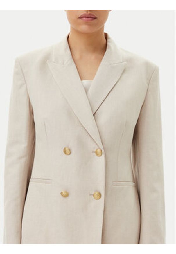 TOMMY HILFIGER - Tommy Hilfiger Marynarka WW0WW45466 Beżowy Regular Fit. Kolor: beżowy. Materiał: len, syntetyk