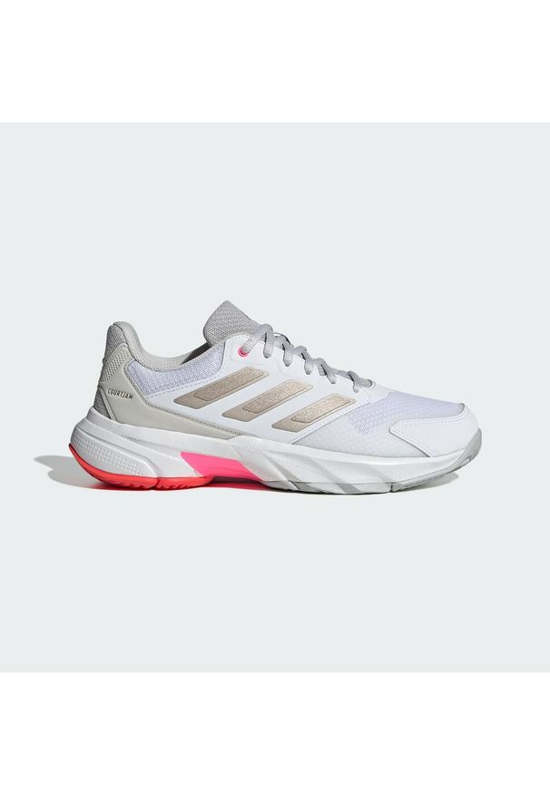 Adidas - Buty Courtjam Control 3 Tennis. Kolor: biały, szary, czerwony, wielokolorowy. Materiał: materiał. Sport: tenis