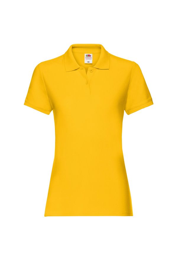 FRUIT OF THE LOOM - Damska Koszulka Polo Premium. Typ kołnierza: polo. Kolor: żółty, pomarańczowy, wielokolorowy