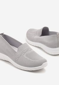 Born2be - Szare Wsuwane Tenisówki Mokasyny Venni. Okazja: na co dzień, na spacer. Zapięcie: bez zapięcia. Kolor: szary. Materiał: jeans. Wzór: aplikacja. Styl: elegancki, casual #5