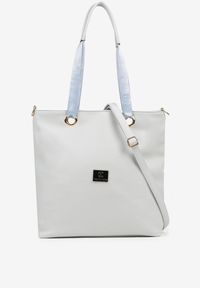 Born2be - Niebieska Torebka Shopperka z Metalicznymi Wstawkami Lanastiela. Kolor: niebieski. Styl: biznesowy, elegancki, casual