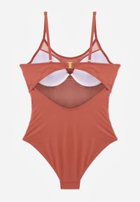 Renee - Różowy Jednoczęściowy Strój Kąpielowy z Siateczką i Wycięciem na Plecach Xenneth. Kolor: różowy #3