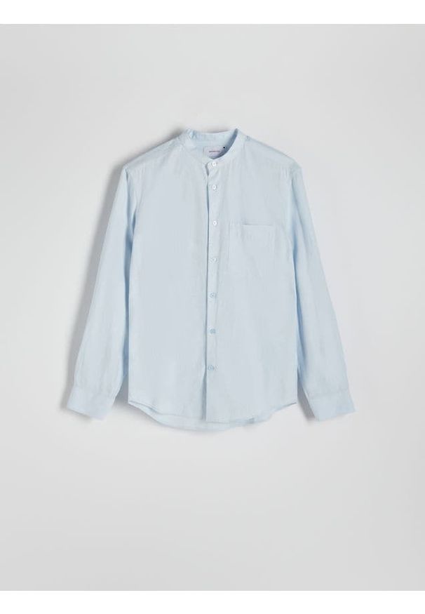 Reserved - Koszula regular fit z domieszką lnu - jasnoniebieski. Kolor: niebieski. Materiał: len