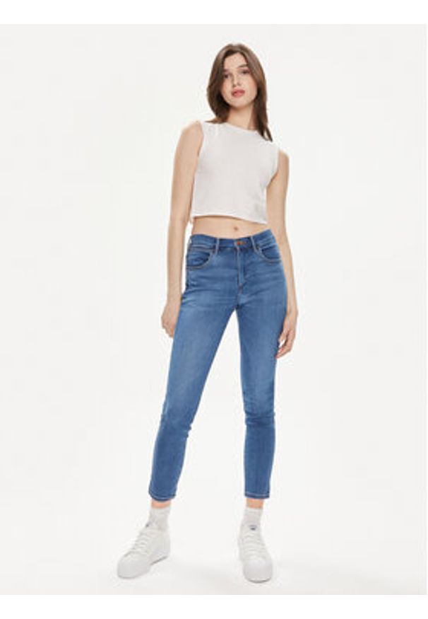 Wrangler Jeansy 112350940 Niebieski Skinny Fit. Kolor: niebieski