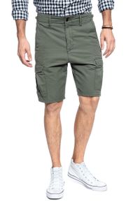 Lee - MĘSKIE SZORTY MATERIAŁOWE LEE FATIGUE SHORTS KHAKI L73BCJ14. Kolor: brązowy, zielony. Materiał: materiał