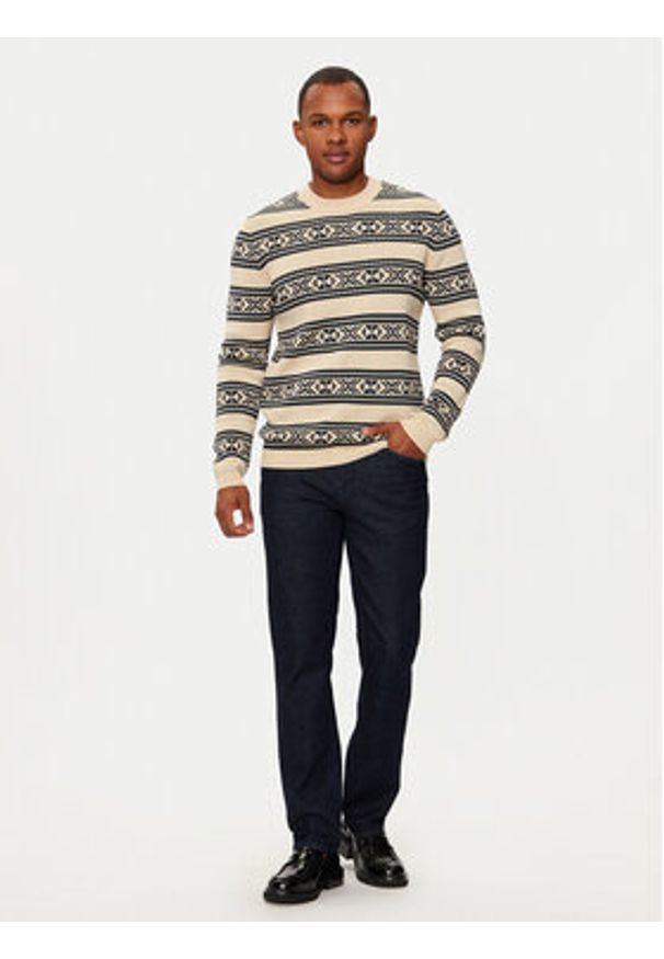 Matinique Sweter Triton 30207482 Beżowy Regular Fit. Kolor: beżowy. Materiał: bawełna