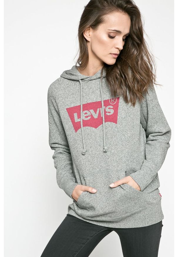 Levi's® - Levi's - Bluza. Okazja: na co dzień. Kolor: szary. Materiał: dzianina. Wzór: gładki. Styl: casual