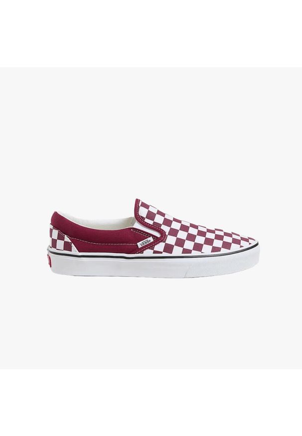 Sneakers Vans Slip-On bordowe w kratkę. Zapięcie: bez zapięcia. Kolor: czerwony. Wzór: kratka