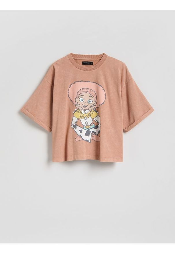 Reserved - T-shirt Toy Story - beżowy. Kolor: beżowy. Materiał: bawełna