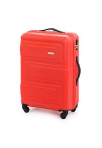 Wittchen - Średnia walizka z ABS-u tłoczona. Kolor: czerwony. Materiał: guma. Wzór: geometria. Styl: klasyczny #7