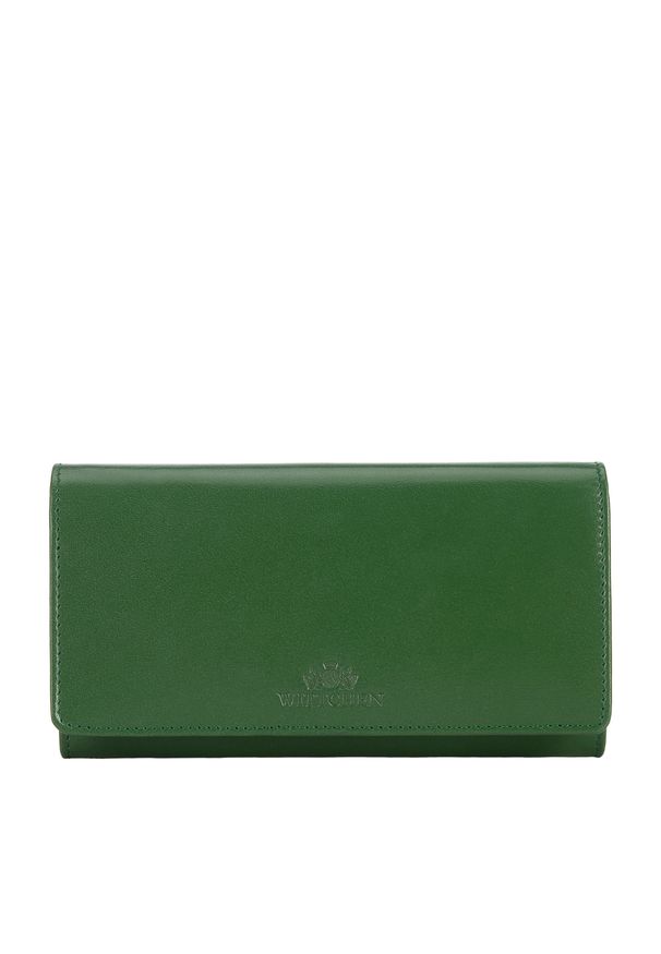 Wittchen - Damski portfel z gładkiej skóry poziomy zielony. Kolor: zielony. Materiał: skóra. Wzór: gładki