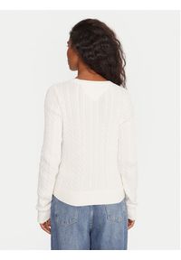 Tommy Jeans Sweter Cable Essential DW0DW22165 Biały Regular Fit. Kolor: biały. Materiał: bawełna