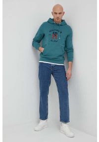 TOMMY HILFIGER - Tommy Hilfiger bluza bawełniana męska kolor zielony z kapturem z aplikacją. Okazja: na co dzień. Typ kołnierza: kaptur. Kolor: zielony. Materiał: bawełna. Wzór: aplikacja. Styl: casual #3