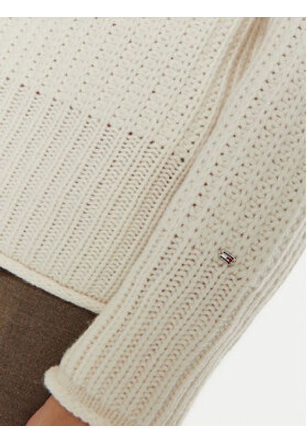 TOMMY HILFIGER - Tommy Hilfiger Golf WW0WW44111 Écru Regular Fit. Typ kołnierza: golf. Materiał: wełna