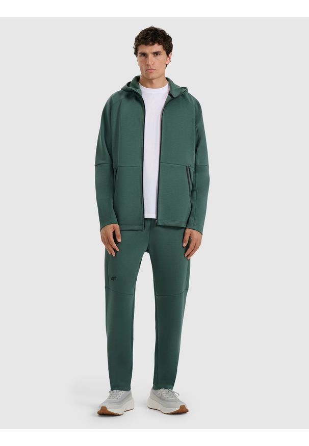 4f - 4F Bluza dresowa rozpinana z kapturem męska - zielona M. Typ kołnierza: kaptur. Kolor: zielony. Materiał: dresówka