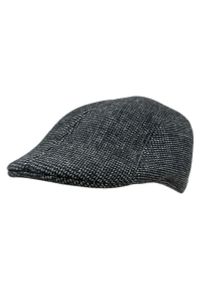 Czarno-Szary Męski Kaszkiet, Jesienno-Zimowy, Ocieplany -Pako Jeans- Gąbczasty, Melanżowy. Kolor: czarny, szary, wielokolorowy. Materiał: poliester. Wzór: melanż. Sezon: jesień, zima #1