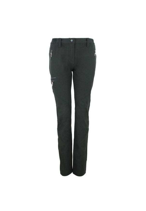 PEAK MOUNTAIN - Spodnie damskie z trzema kieszeniami i podparciem na ręce Peak Mountain. Kolor: czarny. Sezon: lato. Sport: turystyka piesza