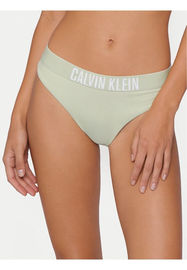 Calvin Klein Swimwear Dół od bikini LV00Q61221 Zielony. Kolor: zielony. Materiał: syntetyk