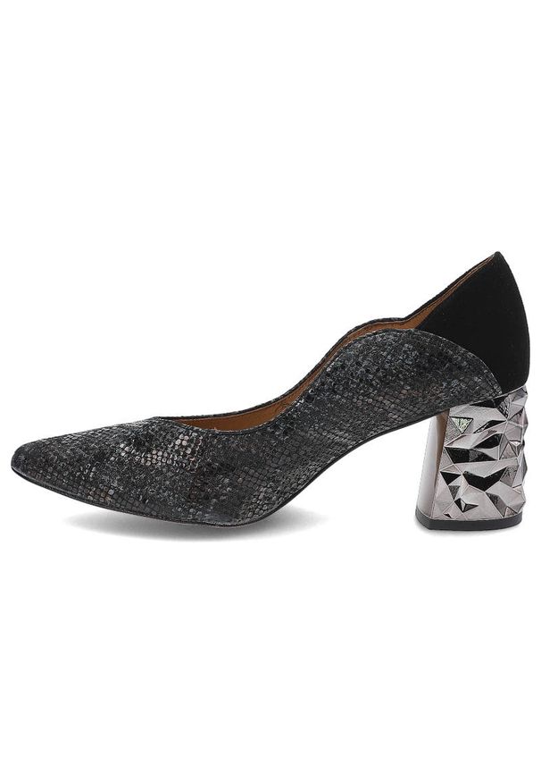 Czarne Czółenka Maciejka Damskie Eleganckie Buty. Okazja: do pracy. Kolor: czarny. Materiał: skóra, materiał, zamsz. Szerokość cholewki: normalna. Obcas: na obcasie. Styl: elegancki. Wysokość obcasa: średni