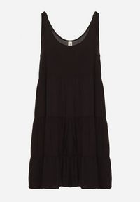 Born2be - Czarna Bawełniana Rozkloszowana Sukienka na Ramiączkach z Falbanami Criselles. Okazja: na spacer, na plażę. Typ kołnierza: kołnierz z falbankami. Kolor: czarny. Materiał: bawełna. Długość rękawa: na ramiączkach. Sezon: lato. Styl: elegancki #5