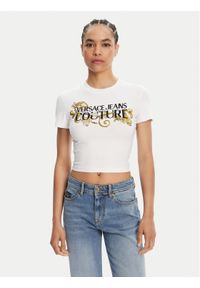 Versace Jeans Couture T-Shirt 78HAHC05 Biały Slim Fit. Kolor: biały. Materiał: bawełna