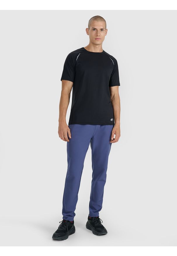 4f - 4F Koszulka do biegania w terenie szybkoschnąca męska - czarna L. Kolor: czarny. Materiał: włókno, syntetyk, materiał. Długość rękawa: raglanowy rękaw. Długość: długie. Wzór: gładki, ze splotem. Sport: fitness