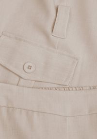 Renee - Beżowy Garniturowy Komplet z Bawełną Spodnie Wide Leg i Kamizelka Utility Aloane. Kolor: beżowy. Materiał: bawełna #4
