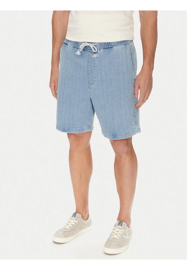 Mustang Szorty jeansowe Prague 1016652 Niebieski Loose Fit. Kolor: niebieski. Materiał: bawełna