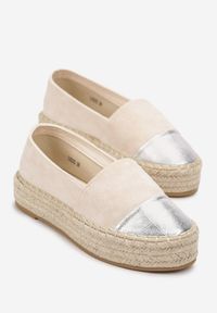 Born2be - Beżowe Espadryle na Plecionej Platformie z Imitacji Zamszu Reighla. Kolor: beżowy. Materiał: zamsz. Obcas: na platformie