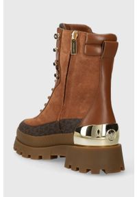 MICHAEL Michael Kors worek Rowan kolor brązowy na platformie 40F3RWFE6S. Nosek buta: okrągły. Zapięcie: sznurówki. Kolor: brązowy. Materiał: skóra, guma. Obcas: na platformie. Styl: klasyczny #2