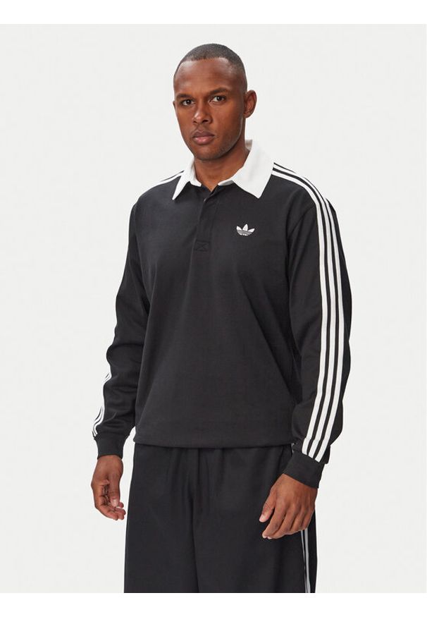 Adidas - adidas Polo 3-Stripes Rugby Longsleeve Polo KE3576 Czarny Regular Fit. Typ kołnierza: polo. Kolor: czarny. Materiał: bawełna. Długość rękawa: długi rękaw