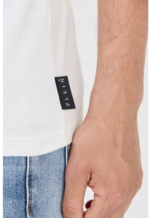 Philipp Plein - PHILIPP PLEIN Męski t-shirt biały z popękaną czaszką, Rozmiar XXL. Kolor: biały