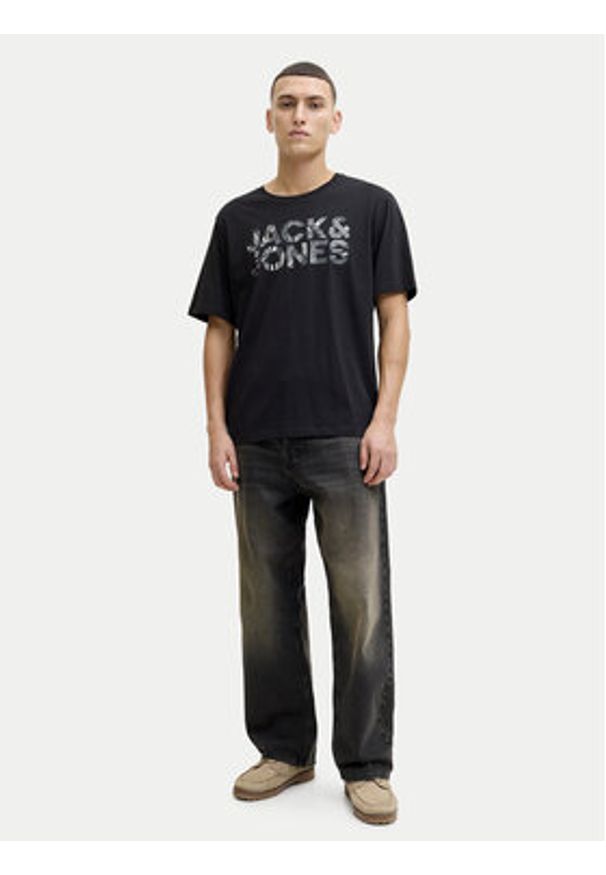 Jack & Jones T-Shirt Ejeff Logo 12288536 Czarny Regular Fit. Kolor: czarny. Materiał: bawełna