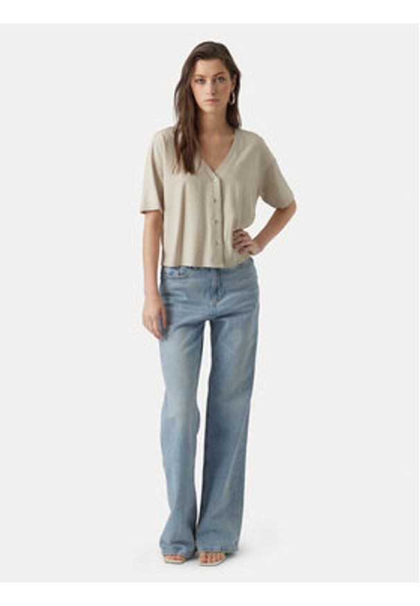Vero Moda Bluzka Jesmilo 10279696 Beżowy jasny Regular Fit. Kolor: beżowy. Materiał: wiskoza