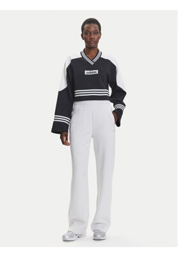 Adidas - adidas Bluza Blocking JW7273 Czarny Loose Fit. Kolor: czarny. Materiał: bawełna, syntetyk