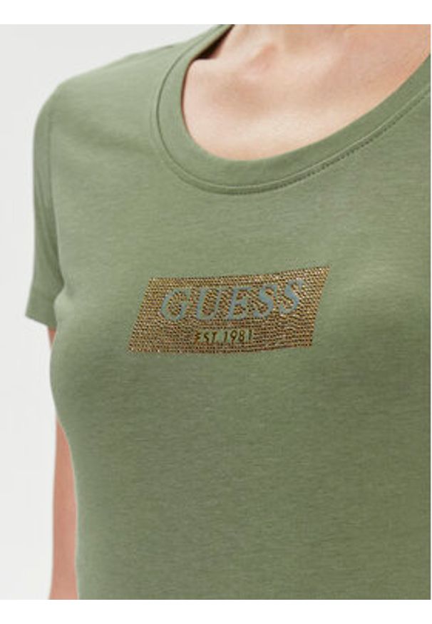 Guess T-Shirt W4RI33 J1314 Zielony Slim Fit. Kolor: zielony. Materiał: bawełna