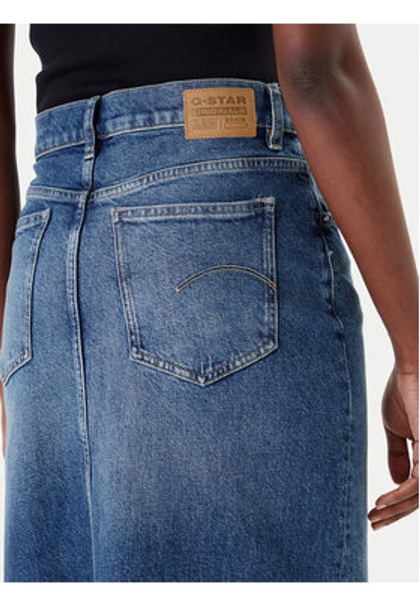 G-Star RAW - G-Star Raw Spódnica jeansowa Viktoria D24385-E106 Niebieski Regular Fit. Kolor: niebieski. Materiał: bawełna