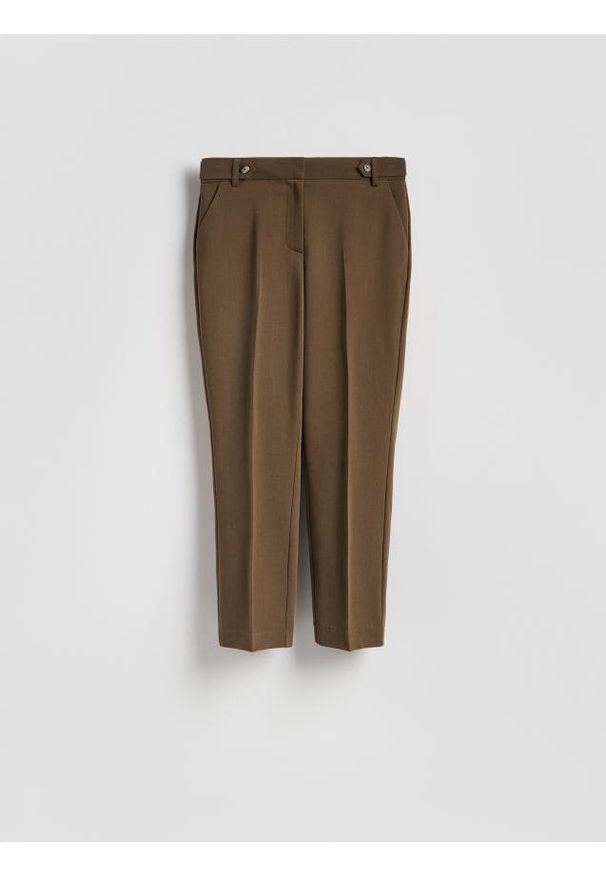 Reserved - Spodnie w kant - brązowy. Kolor: brązowy. Materiał: tkanina, wiskoza