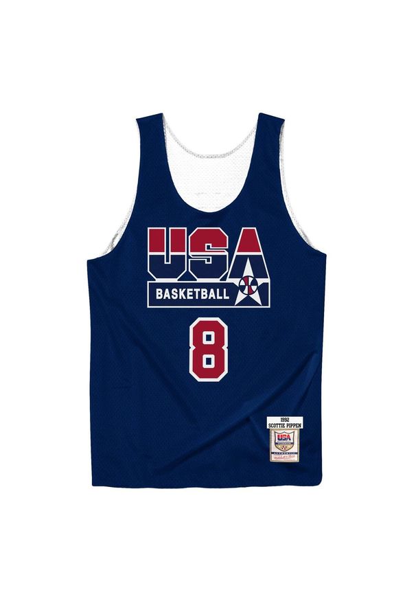 Mitchell & Ness - Autentyczna koszulka drużyny USA reversible practice Scottie Pippen. Kolor: niebieski. Materiał: jersey. Sport: koszykówka