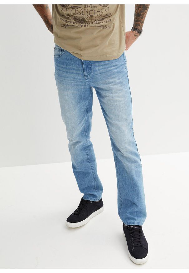 bonprix - Dżinsy Classic Fit Straight. Stan: podwyższony. Kolor: niebieski